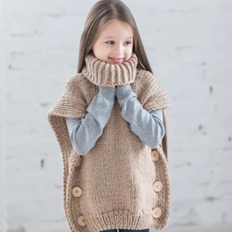 Factory Winter Turtleneck Pullover Girls Loose Solid Color Vest Pullover Childrens Sweater – Customized Factory Sweaters and Winter Turtleneck Pullover price|S, S/M/L/Customized Size