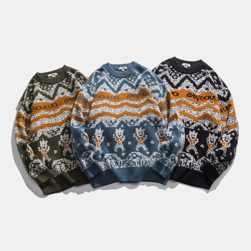 Men S Trend Retro Jacquard Knitted Sweater – Sweater and Hoodies price|S