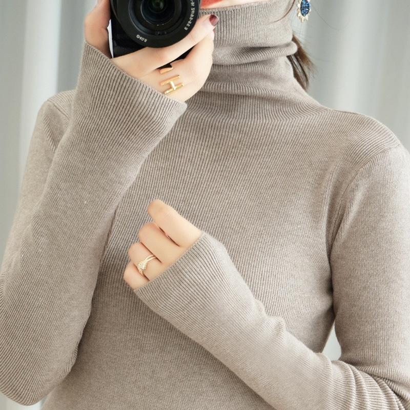 Pile Turtleneck Sweater Lady Pullover with Short Long Sleeve Slim Sweater Base Autumn / Winter Jacket – Pile Turtleneck Sweater and Fitted Sweater price|S