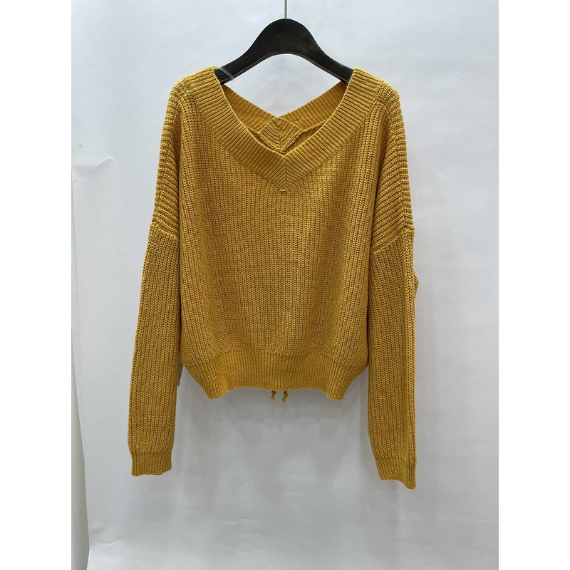 Women Sweater Top Knitted Pullover Long Sleeve No Printed V Neck Casual Clothes – Sweater Top and Knitted Pullovers price|S