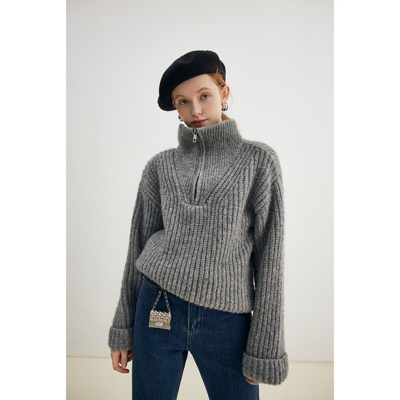 Women Sweaters 2022 Zip up Fall Sweaters for Women Top Fashion Pullovers Turtleneck Sweater Women – Zipper up Sweater and Women Knitted Sweater price|S