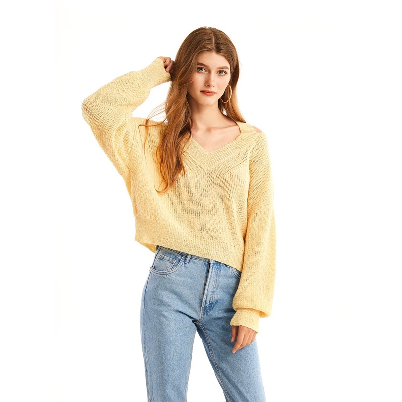 Womens New Spring Fashion Clothing V-Neck Long Sleeve Pullover Sweater – Apparel and Women Clothing price|S