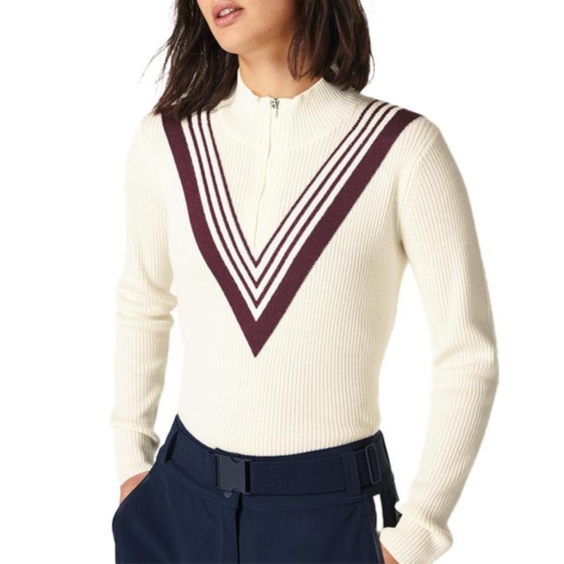 1/4 Zipper Square Collar Pullover Loose Vintage Women Knitwear Knit Sweater – Ladies Sweater and Striped Sweater price|S, S/M/L/Customized Size