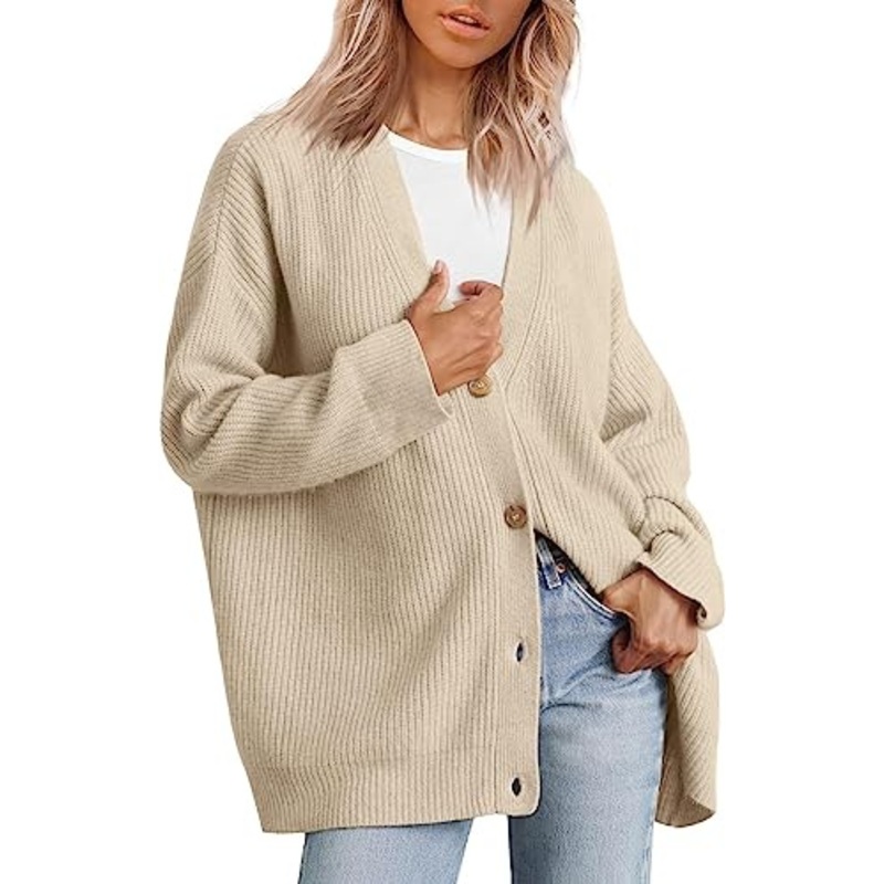 2023 Womens Cardigan Open Front Oversized Button Lightweight Sweaters V Neck Loose Cardigans Knit Outwear – Cardigan Sweater and Cardigans price|S, Customized