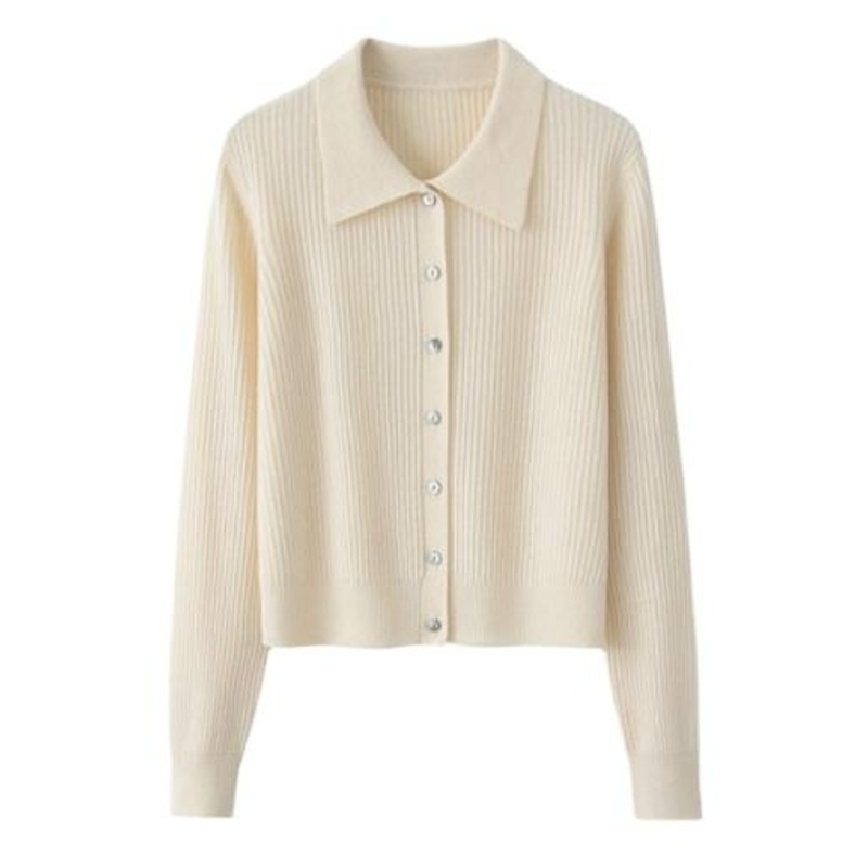 Autumn/Winter Casual Long Sleeve Small Lapel Button Cardigan Pure Colour Rib Womens Sweater – Mens Sweaters and Custom Sweater price|Accept Customized Size