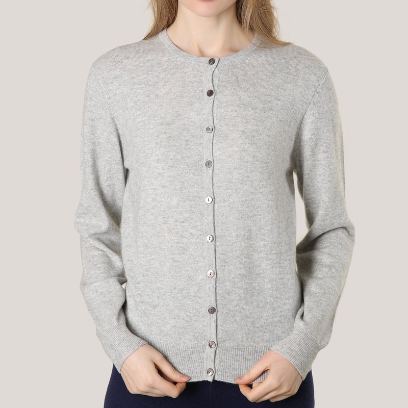 Crew Neck Button Cashemre Cardigan in Grey – Cashmere Cardogam and Women Sweater price