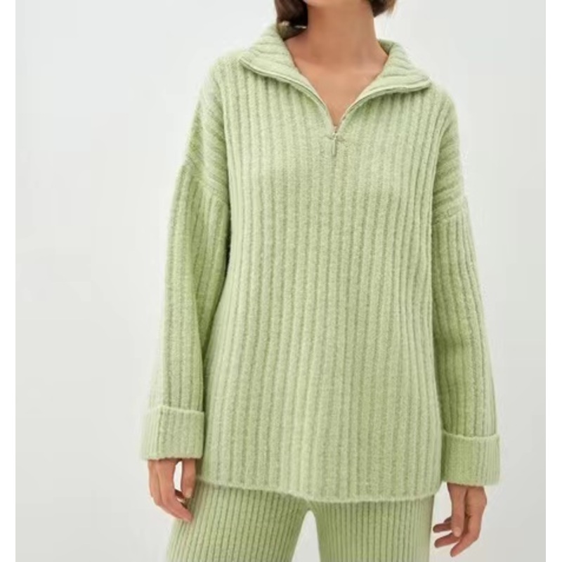 Custom Women Ladies Fashion Half Zipper Autumn Winter Wool Sweater – Ladies Sweater and Wool Sweater price|S
