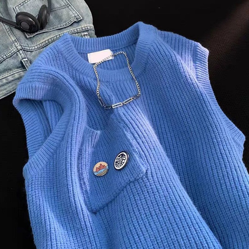Fashion Crew Neck Knitted Sweater Vest Sleeveless Men Clothing – Knitwear and Vest price|S