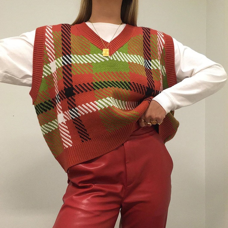 Fashion Irregular Letter Printed Loose Sleeveless Knit Top Bohemian Women Sweaters Vest – Women Clothes and Clothing price|S