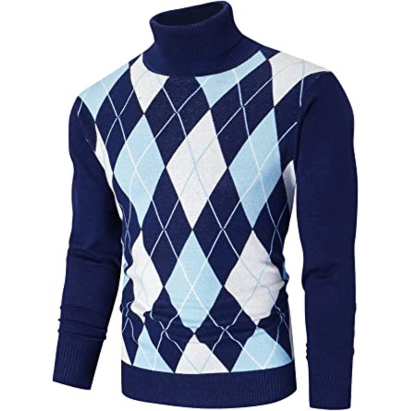 Mens Slim Fit Turtleneck Sweater Casual Cable Knit Pullover Sweaters – Stripe Sweater and Thin Pullover price|S