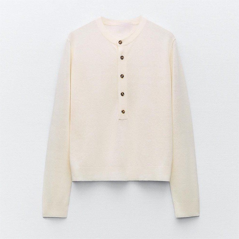 New Pullover Womens Clothing Henley Collar Buttoned Knit Unisex Sweater – Women Sweater and Ladies Sweater Pattern price|S/M/L/Customized Size