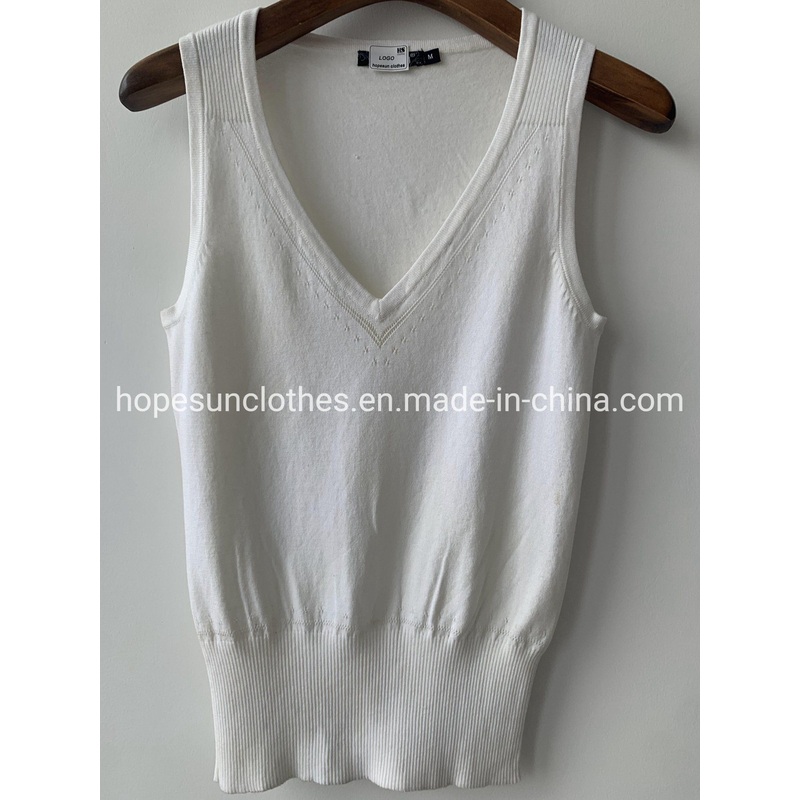 OEM Manufacturer Women Sleeveless V-Neck Jacquard DOT Floral Summer Cool Fashion Vest Pullover Knitwear Sweater – Tank Top and Sudaderas price|S