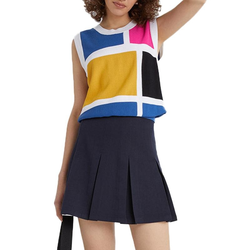 Summer Wear Loose Thin Section Womens Tank Tops Round Neck Sleeveless Knit Sweater Pullover Multicolor Patchwork Sweater Vest – Ladies Sweater and Striped Sweater price|S, S/M/L/Customized Size