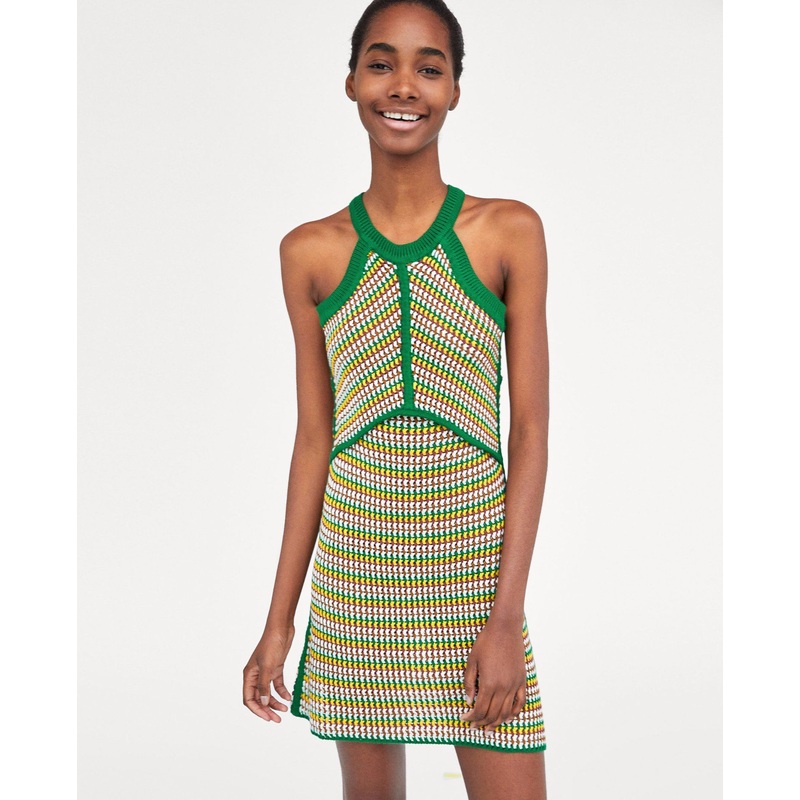 Wemen Crochet Knit Sleeveless Halterneck Dress – Sweater and Dress price|S