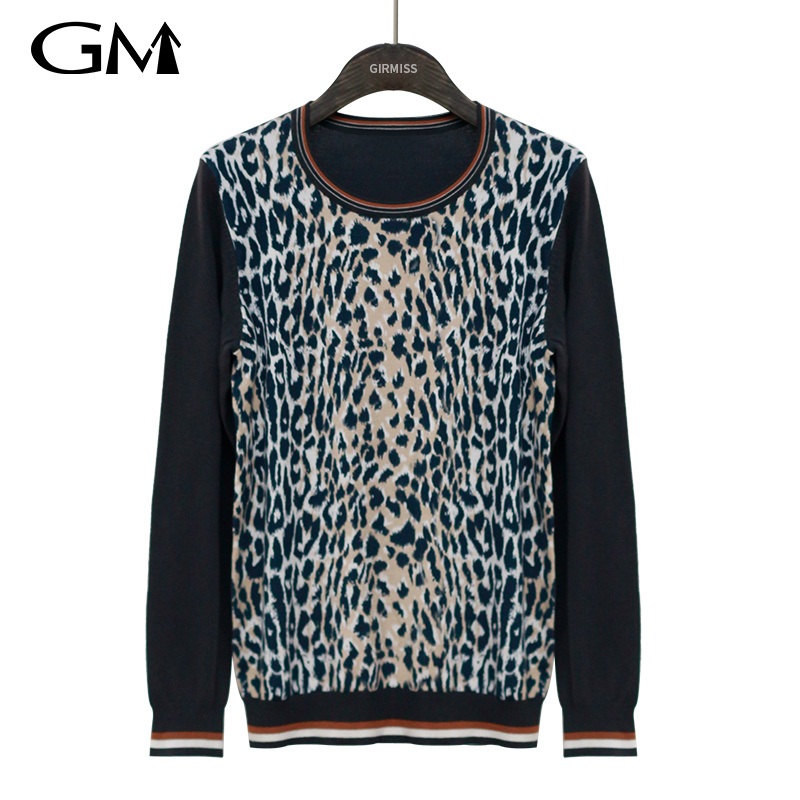 Womens Fashion Leopard Print Knitted Pullover – Leopard Print and Knitting price|L