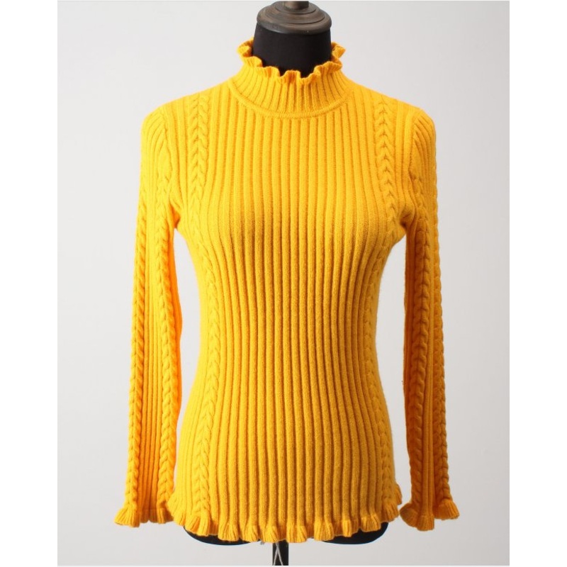 Womens Long Sleeve Ruffled Collar Twist Cable Neck Tunic Solid Color Raglan Base Lightweight Pullover Sweater – Lightweight Sweater and Fancy Sweater price|S