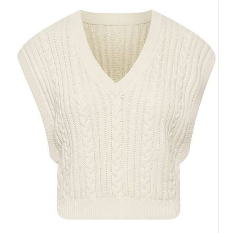 Cabel Knit 100%Organic Cotton Vest Tank White Sweater for Women Clothing – Women Clothing and Sweater price|S