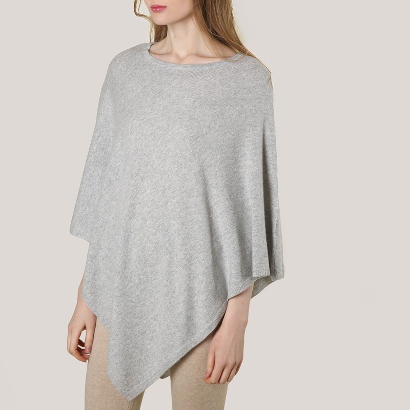 Cashmere Plain Knit Classic Cape in Grey – Cashmere Poncho and Knitted Cashmere Cape price