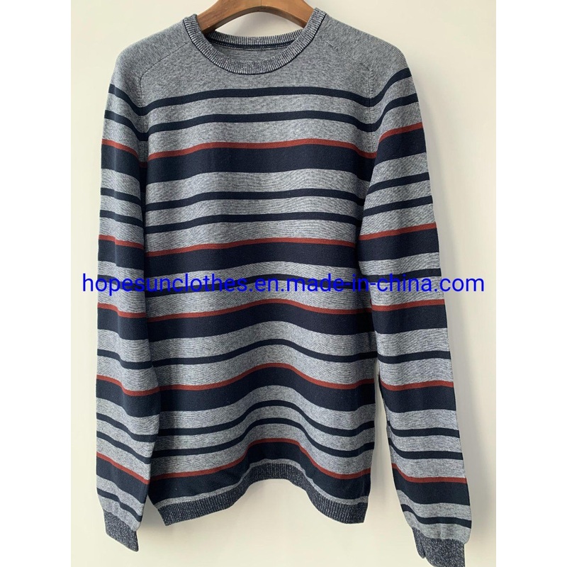 China Factory Man Striped Crew Neck Cotton Pullover Knitwear Sweater – Sweater and Knitwear price|S