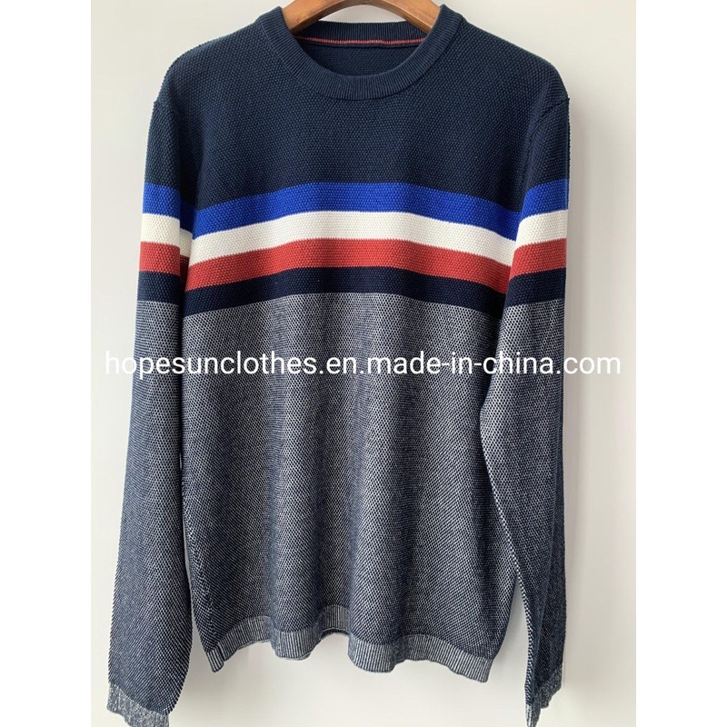 China Factory Men Jacquard Strip Multicolor Cotton Pullover Knitwear Sweater – Sweater and Knitwear price|S