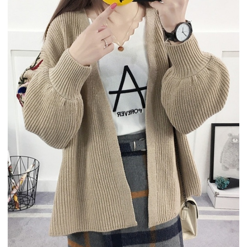 Embroidered Lady Cardigan 2017 Autumn New Loose Knit Cardigan (BTQ223) – Knitted Sweater and Women Sweater price|L