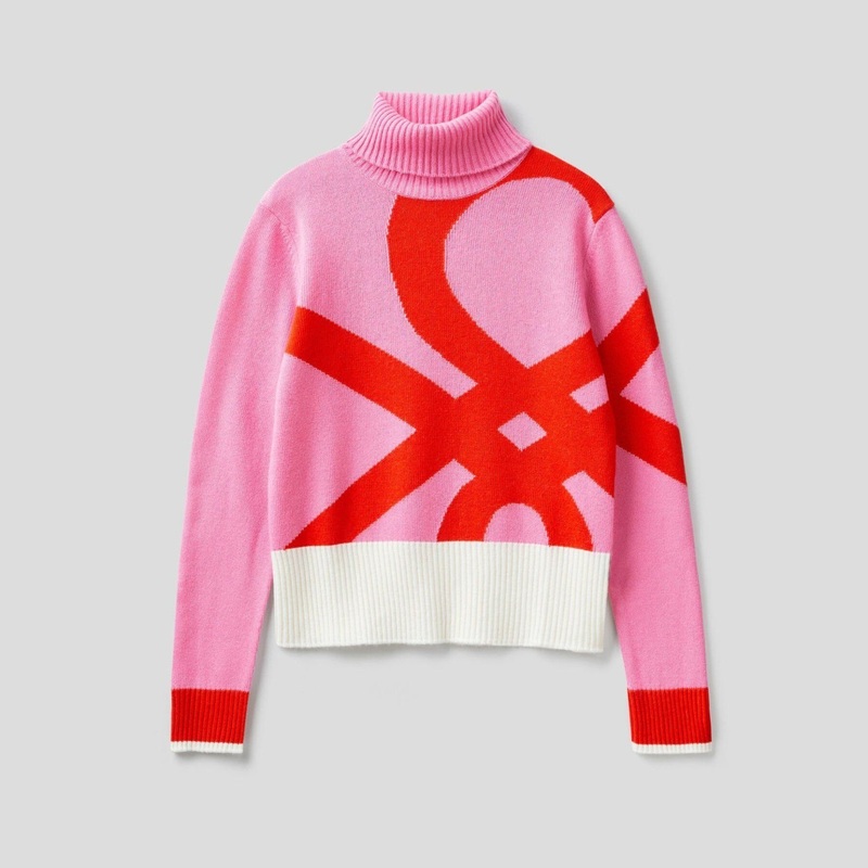 High Neck Ribbed Edge Snug Fit Long Sleeve Pullover Knitwear Sweater – High Neck Sweater and Women Sweater price|S