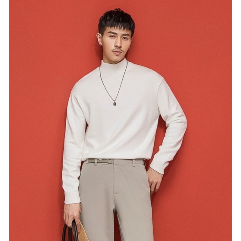 Men S Solid Color Semi-Turtleneck Knit Sweater – Mens Clothing and Men Sweater price|S, S-4XL