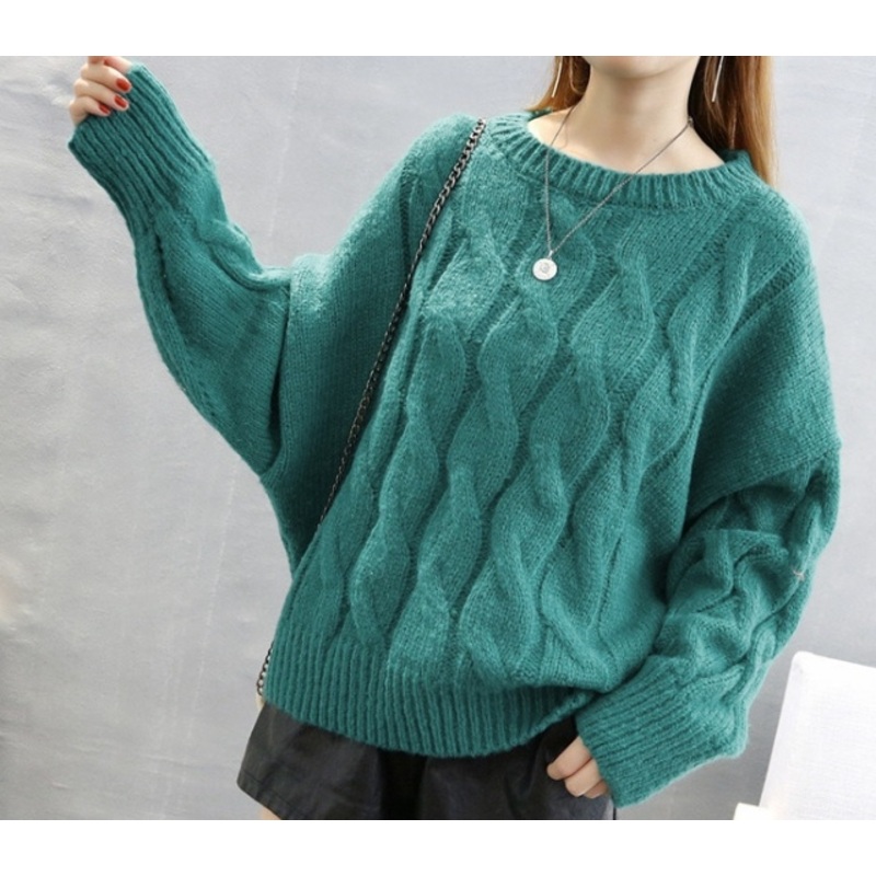 Round Neck Collar Long Sleeves Loose Sweater Woman (BTQ206) – Knitted Sweater and Women Sweater price|S