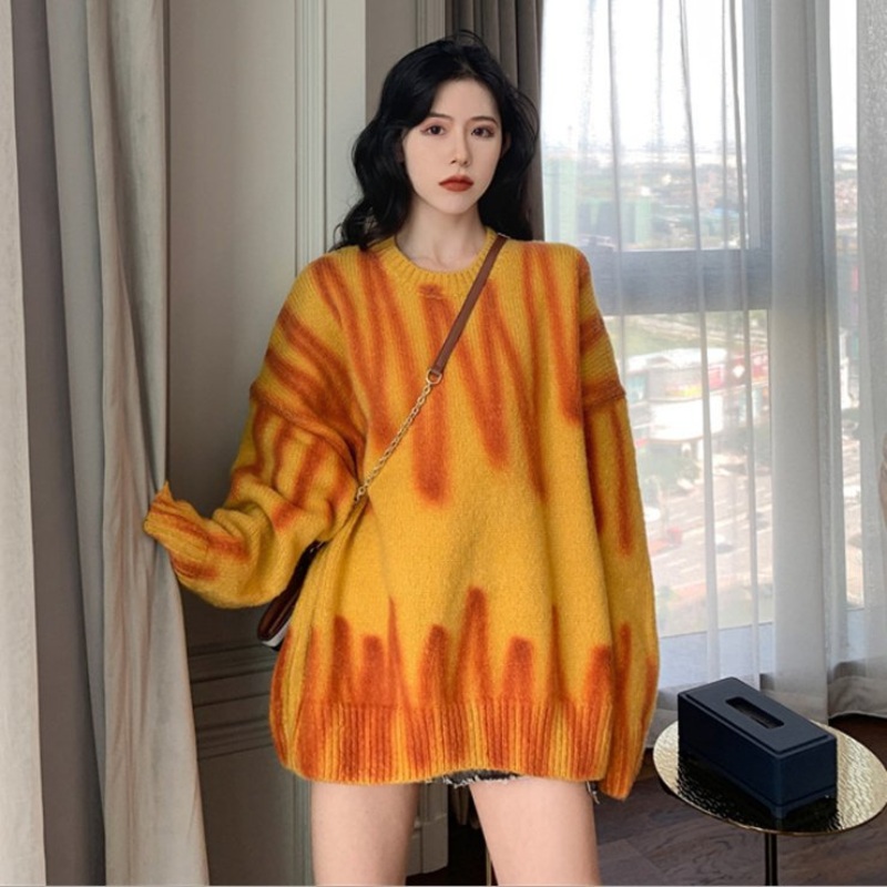 Women S Autumn Winter Long Loose Stripe Printed Pullover Knitwear Sweater – Jumper and Pullover price|S