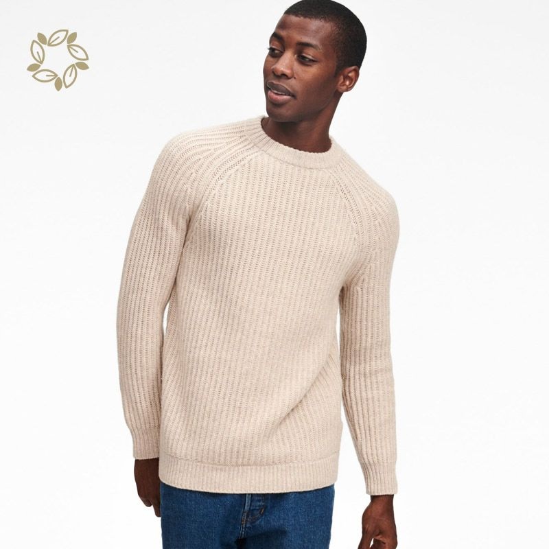 Chunky Rib Crew Neck Sweater Mens Rib Knit Melange Pullover Sweater Rib Knit Jumper 100% Organic Cotton Long Sleeve Sweater Man Rib Knit Sweater – Sweater and Knit Crewneck price|S