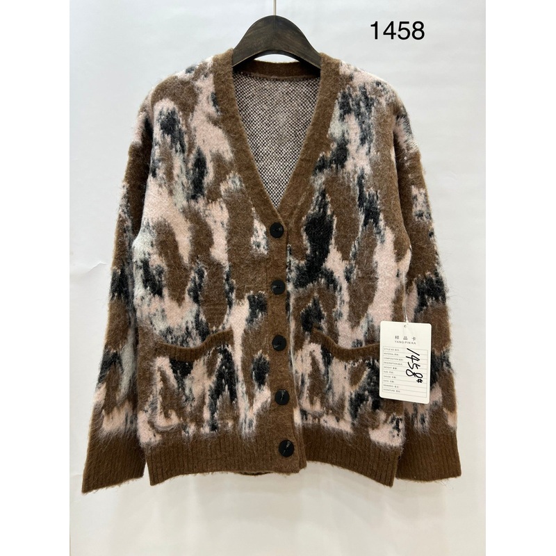 Customized Ladies Clothing V Neck Jacquard Knitted Heavy Sweaters Short Knit Cardigan – Cardigan and Knitted Cardigan price|S