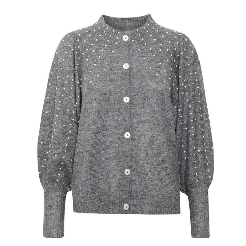 Dark Grey Melange Cardigan Sweater Knitted Sweater Women Clothing – Knitwear Sweater and Knitting Sweater price|S