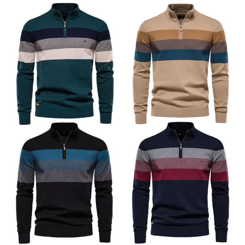 Factory Wholesale Price Multi-Color Splicing Mens Jumper Mens Sweatshirt Knit Turtleneck Sweater – Modern Custom Pattern Pullover and Factory Wholesale Price Sweater price|S/M/L/Customized Size