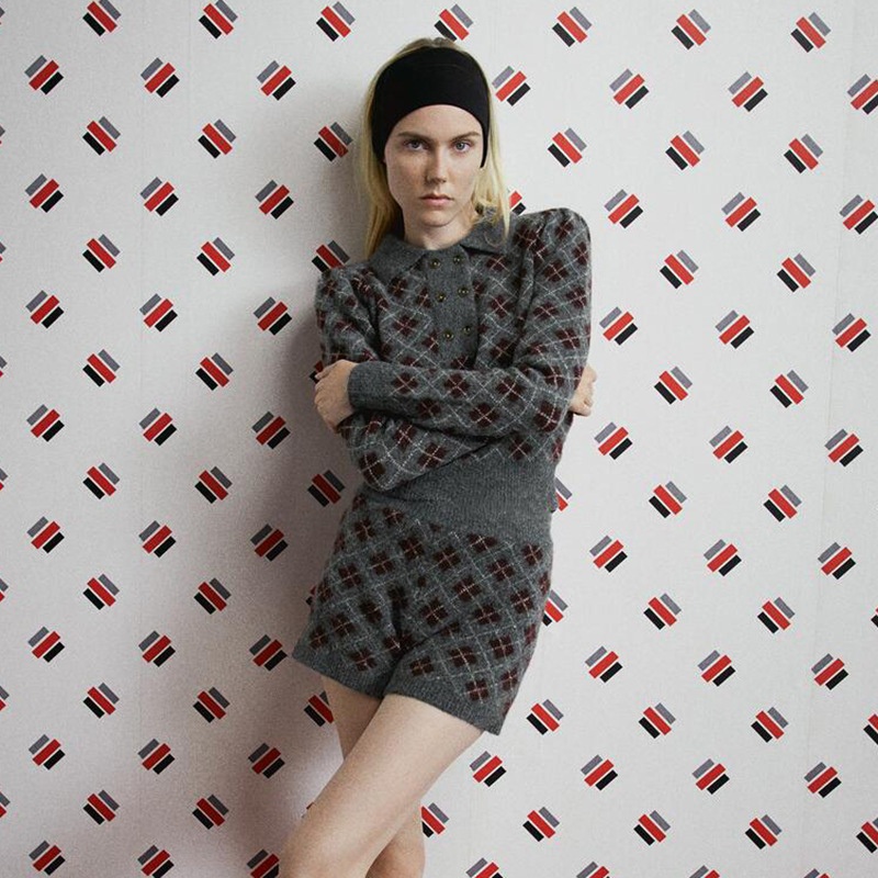 Fashion Argyle Cropped Knitted Sweater Vintage Round Lapel Collar Winter Pullovers Blouse Sweater – Women Clothes and Clothing price|S