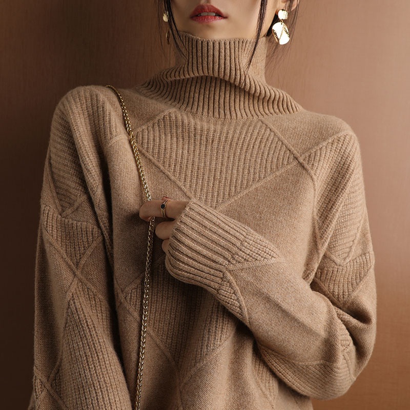 Guangzhou Factory Custom Knit Sweater Plain Loose Plaid Cable Knit Turtleneck Sweaters – Plaid Sweater and Cable Knit Sweater price|S