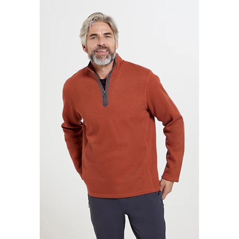 Mens Zip-Neck Top – Lightweight, Half Zip Pullover, Bonded Fleece Sweatshirt, Warm, Sweater – for Walking, Travelling, Hiking – Knitwear Pullover and Soft Warm price