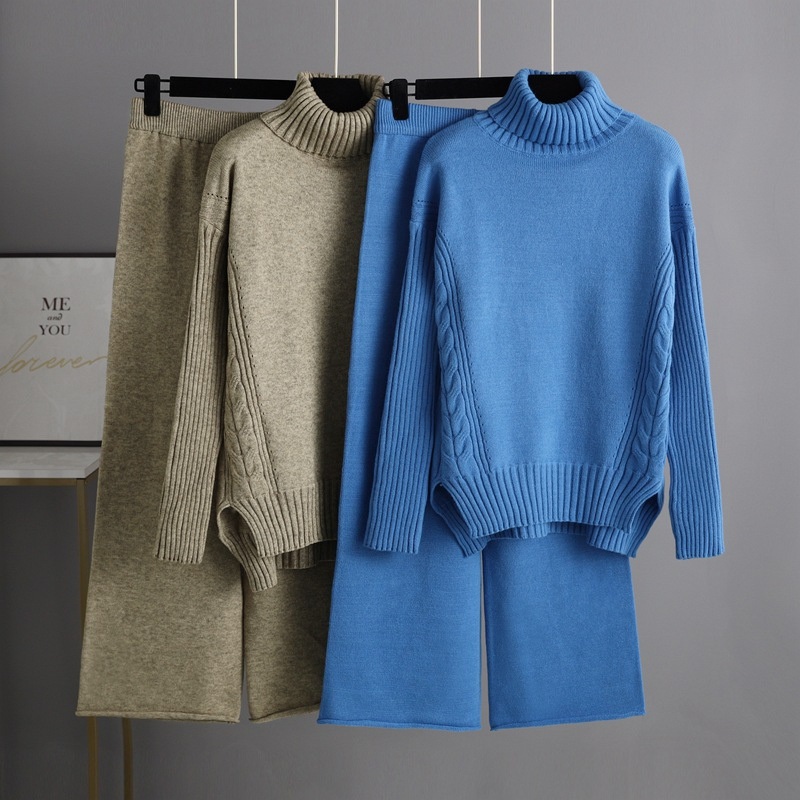 Oversized Loose Drop Sleeve Sweater Tracksuits Knitted Pants Winter Warm Women Turtleneck Sweater – Woman Sweaters and China Sweater Manufacuturer price|S