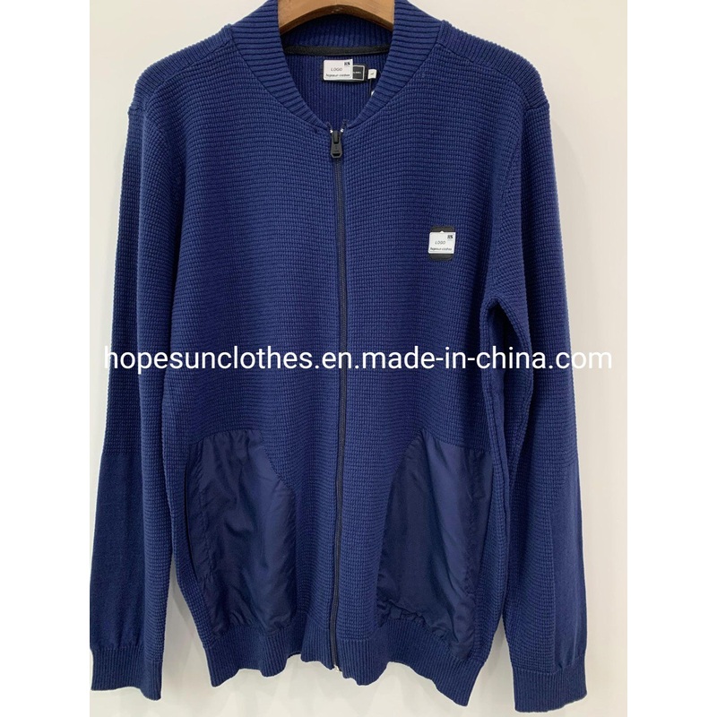 Wholesaler Manufacturer Men Jacquard Stand Collar Zipper Closure Fabric Pocket Cardigan Jacket Outerwear Knitwear Sweater – Jumper and Sudaderas price|S