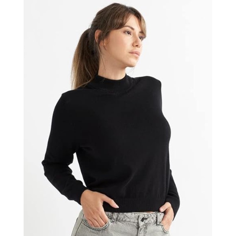 Women`S Mock Neck Jumper 100% Cotton Premium Quality Soft Touch Long Sleeve Pullover Essential Style Knitted Roll Neck Sweaters for Women – Knitwear Pullover and Soft Warm price|M