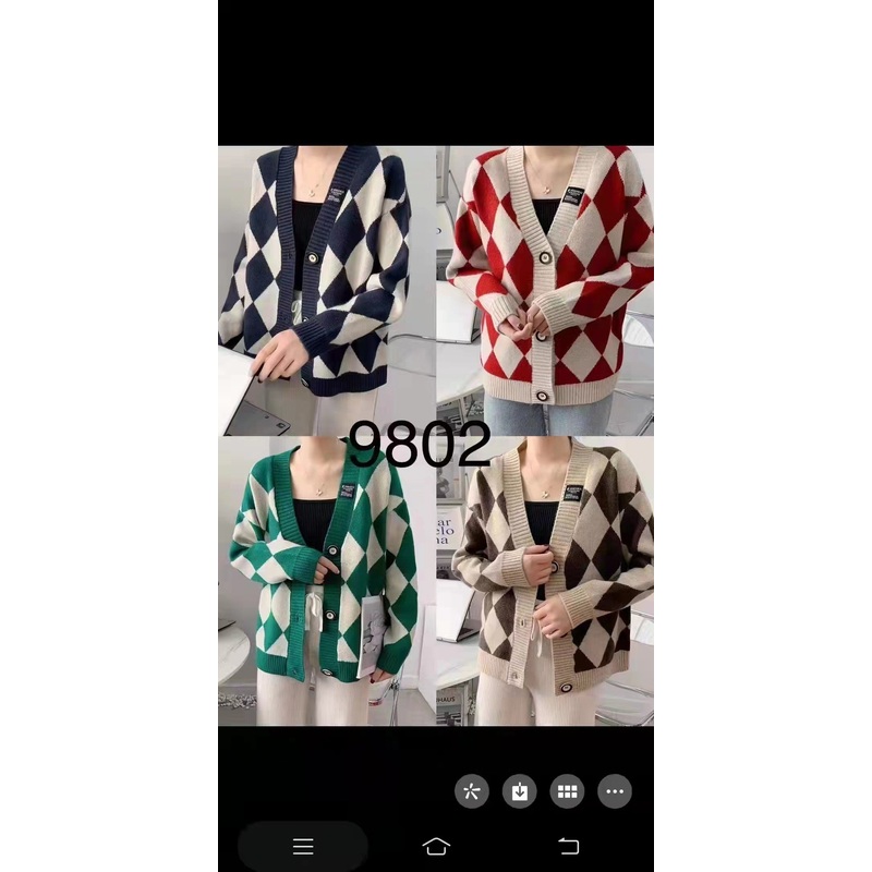 Women Square Multicolor V-Neck Button Cardigan Knitwear Sweater in Stock – Sweater Jumper and Sudaderas price|S