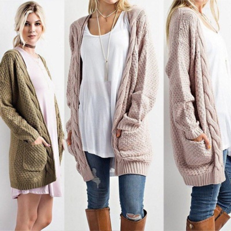 Womens Fall Casual Sweater Solid Knit Loose Cardigan – Sweater and Cardigan price|S, S, M, L, XL, 2XL, 3XL