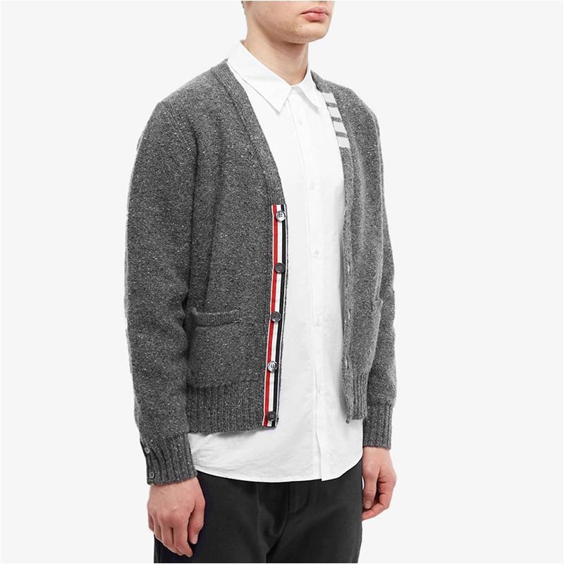 Worn with Shirts Slim-Fit Single-Breasted Cardigan Men Solid Color V-Neck Sweatshirt Men Short Jacket with Pockets Men Sweater – Mens Sweater and Striped Sweater price|S, S/M/L/Customized Size