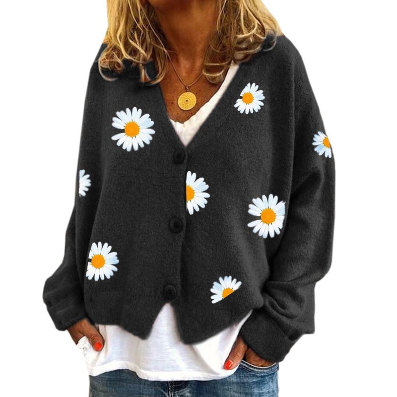 Factory Products Women Black V Neck Button Cardigan – Woman Cardigan and Button Cardigan price|S, M, L, XL, XXL