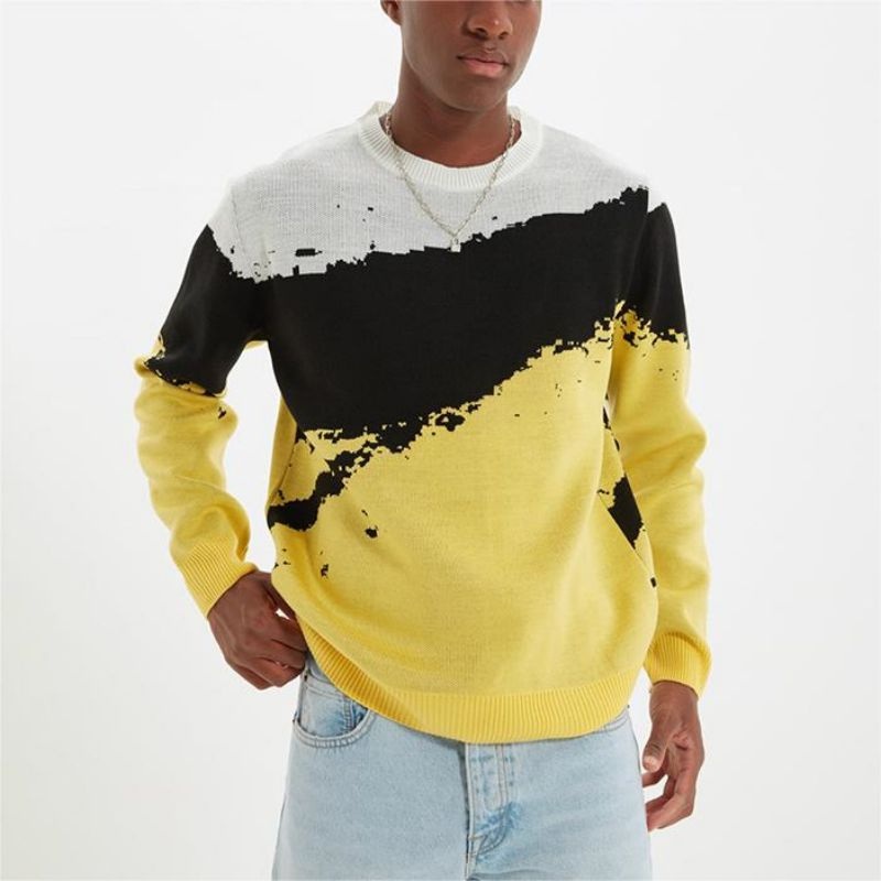 Multicolour Jacquard Custom Pattern OEM Mens Sweater Pullover – Striped Sweater and Customized Factory Sweaters price|S, S/M/L/Customized Size