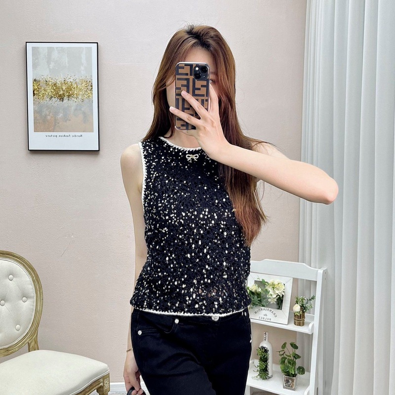 Shiny Glitter Style High Quality Fashion Design Custom OEM Hotsale Knitwear Breathable Summer Casual Ladies Knitted Sweater Vest – Customizable Sweater Vest and Sweater price|S