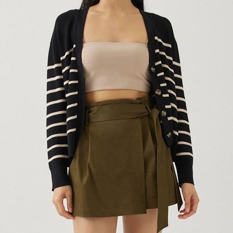 Striped Basic Customized Sweater Womens Clothing Factory Autumn Thin Cardigan Jacket Knit Sweater for Women Cardigan – Ladies Sweater and Striped Sweater price|S, S/M/L/Customized Size