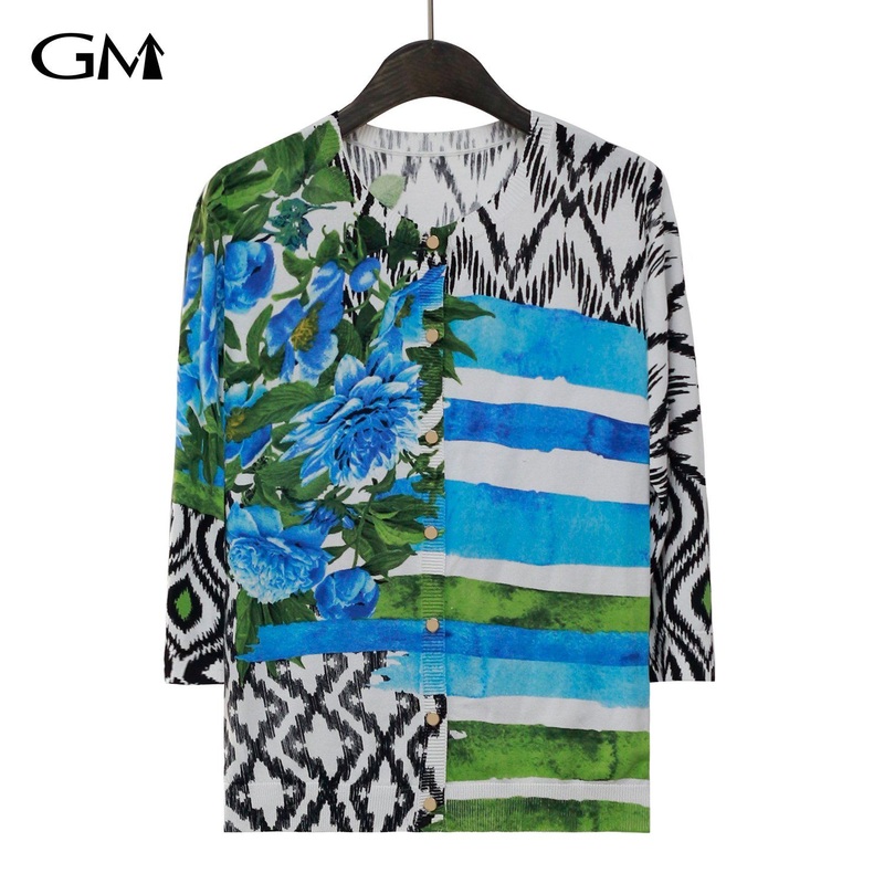 Women S Printed Cardigan Button Knit Top – Top and Printed price|S