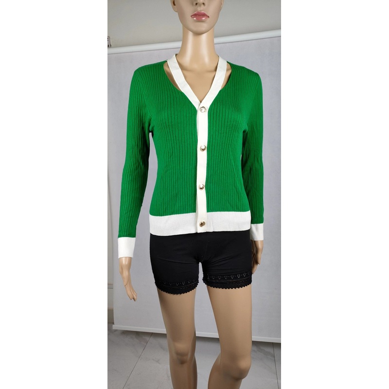 Womens Long Sleeve Button Down Cardigan Sweater with White Hem – Women Fashion and Women Clothes price|S