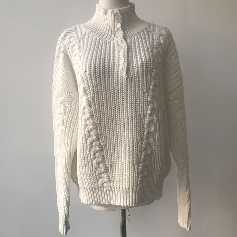 100% Cotton Stand-up Collar Pullover Oversized Cable Knitting Sweater for Women – Pullover Sweater and Casual Pullover Sweater price|S
