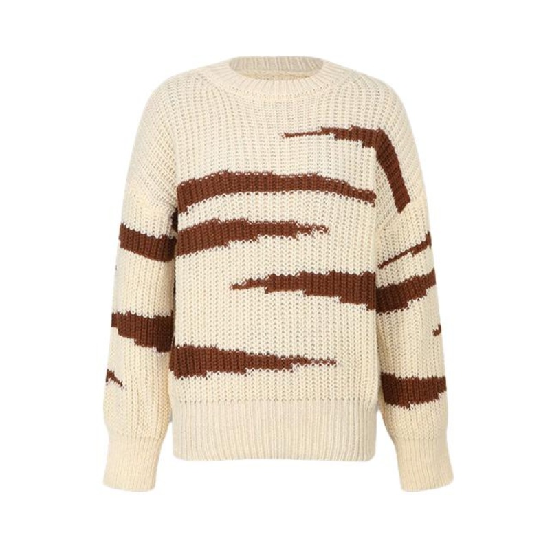 Basic Custom Clothing Crew Neck Womens Pullover Jacquard Craft Multicolor – Ladies Sweater and Striped Sweater price|M, S/M/L/Customized Size